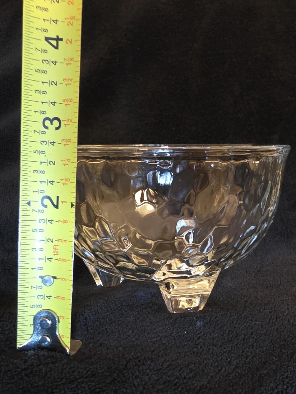 Vintage Crisa Glass Footed Dessert Bowls Set of 6 Pebbled Clear Glass